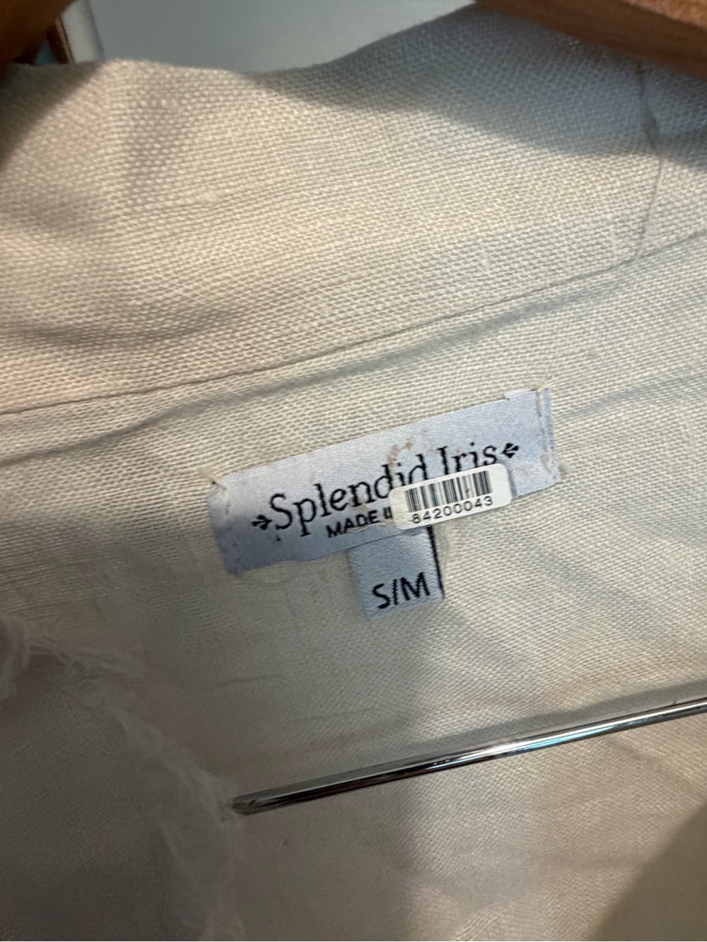 Splendid Iris Cream Frayed Open-Front Linen-Blend Jacket - Picture 4 of 6